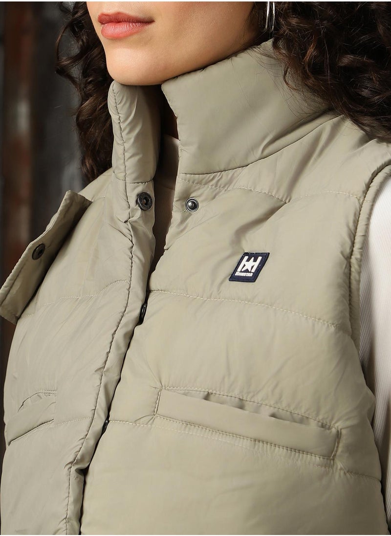 Women's Green 100% Polyester Printed Regular Fit Jacket