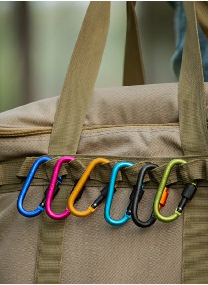 Carabiner 10 Pieces Outdoor Anti-loosening Pendant D-shaped Backpack Hanging Buckle with Lock Metal Buckle Keychain Outdoor Tent Canopy Anti-loosening Buckle