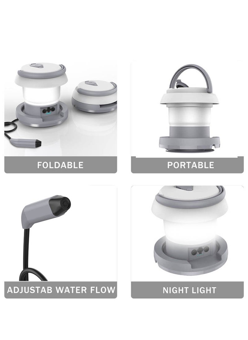 New Portable Bidet Foldable 1L Toilet Sprayer Travel Shattaf with Light for Personal Cleaning Hiking Camping Lantern Night Light