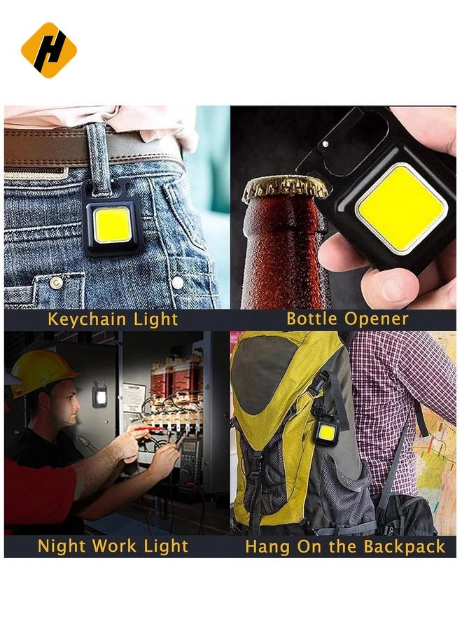 Small Mini COB Pocket Magnetic Flashlights Powerful 500 High Lumens Bright Rechargeable Keychain Work Light Flashlight Pack 2