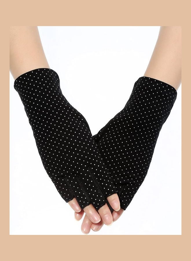 Pair Of Casual Printed Gloves Black