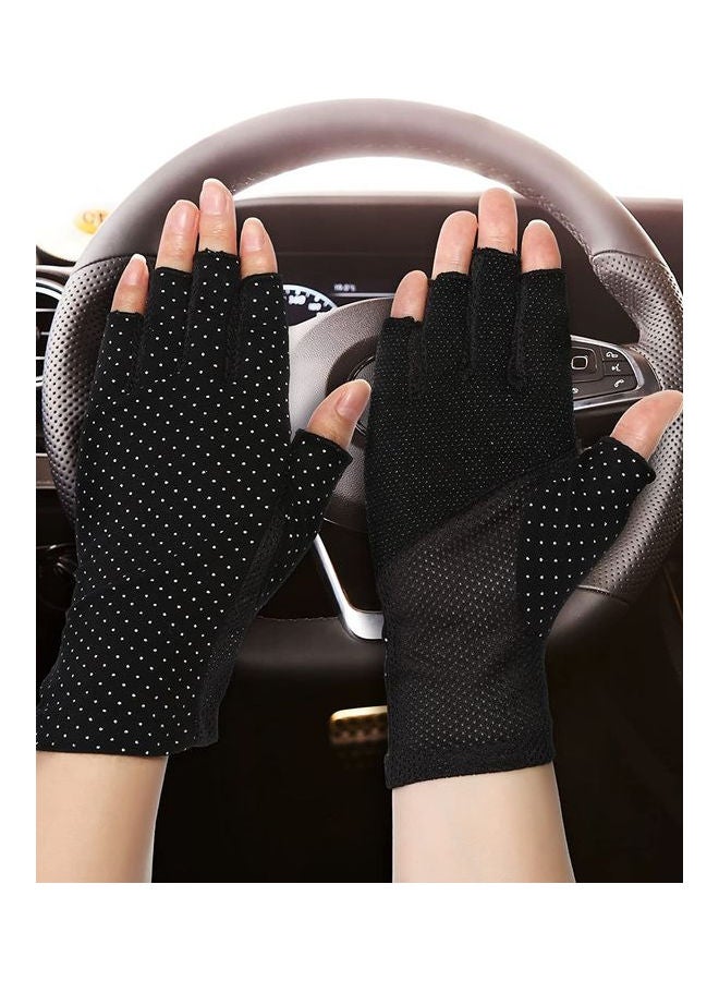 Pair Of Casual Printed Gloves Black
