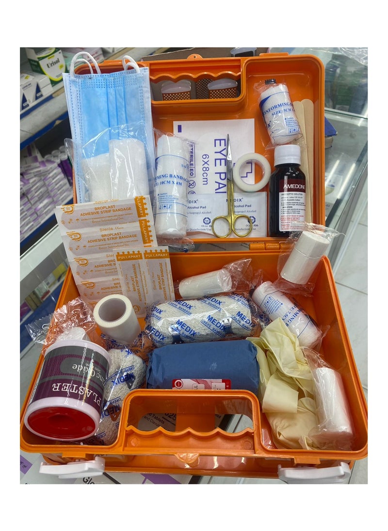 FIRST AID BOX ORANGE with MEDICINE