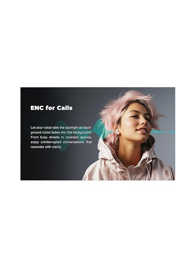 Black Shark T9 Bluetooth Wireless Earphone With Bluetooth 5.3 Connectivity, Gaming Mode, Active Noise Cancellation and 40 Hours Battery Life - White