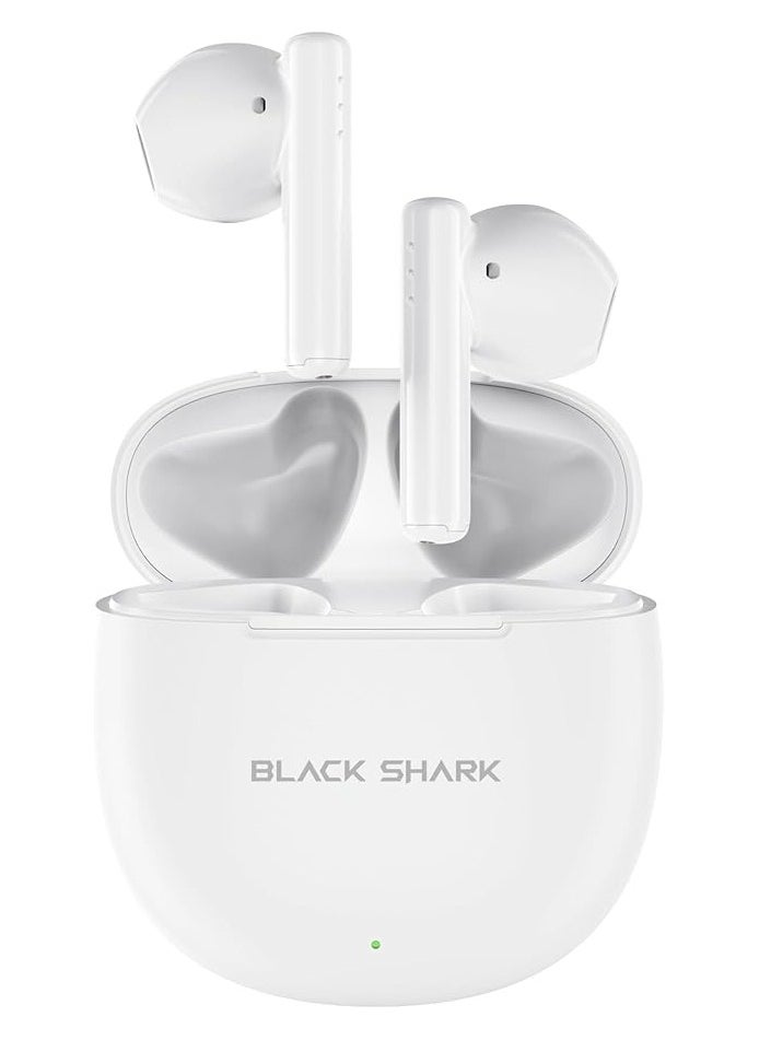 Black Shark T9 Bluetooth Wireless Earphone With Bluetooth 5.3 Connectivity, Gaming Mode, Active Noise Cancellation and 40 Hours Battery Life - White