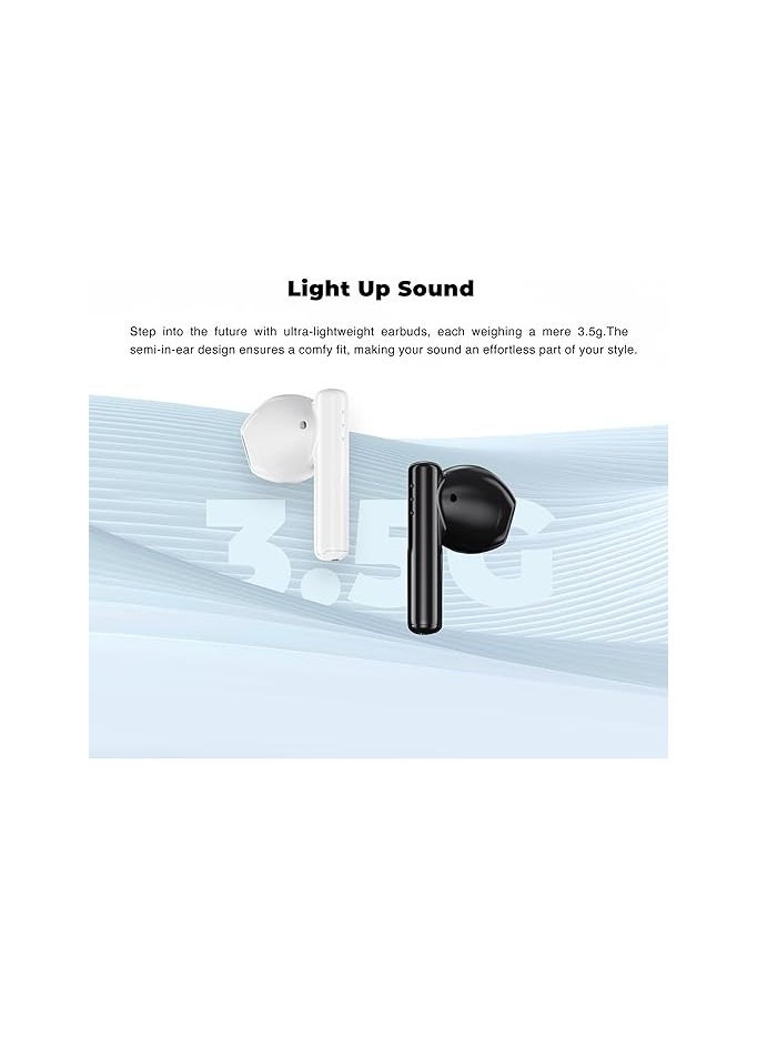 Black Shark T9 Bluetooth Wireless Earphone With Bluetooth 5.3 Connectivity, Gaming Mode, Active Noise Cancellation and 40 Hours Battery Life - White