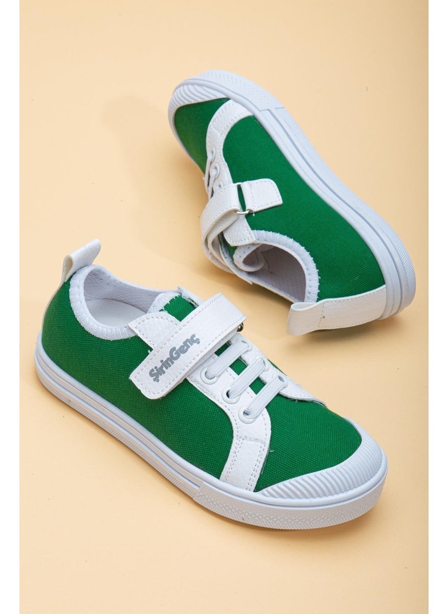 Slices Shoes Şirinbebe Şiringenç Linen Green Boys Ilkadım Baby Kids Shoes