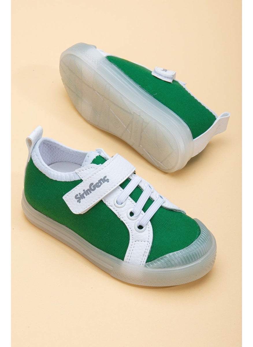 Slices Shoes Şirinbebe Şiringenç Linen Green Boys Ilkadım Baby Kids Shoes