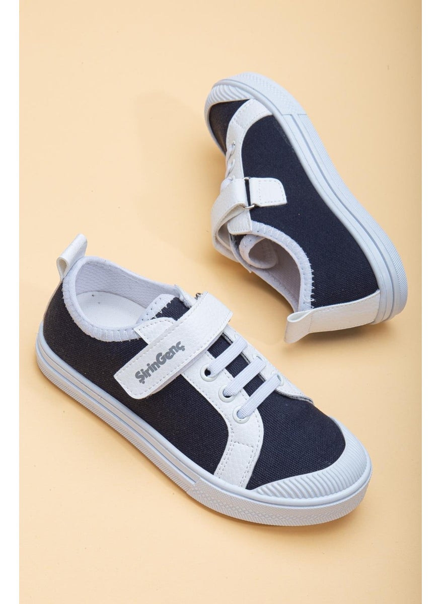 Slices Shoes Şirinbebe Şiringenç Linen Navy Blue White Boys Ilkadım Baby Kids Shoes