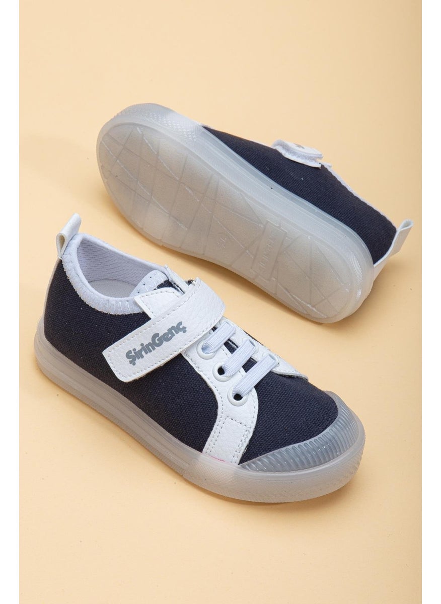 Slices Shoes Şirinbebe Şiringenç Linen Navy Blue White Boys Ilkadım Baby Kids Shoes