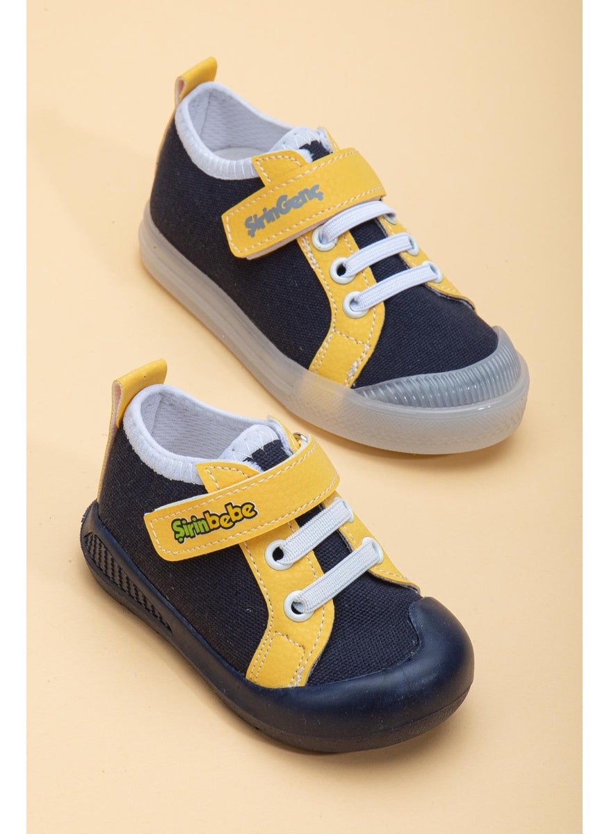 Slices Shoes Şirinbebe Şiringenç Linen Yellow Boys Ilkadım Baby Kids Shoes