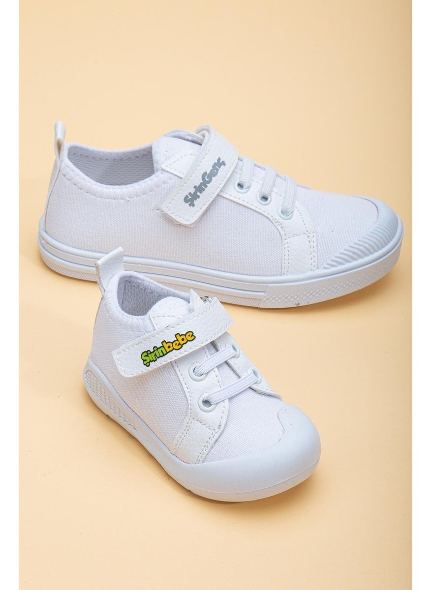 Slices Shoes Şirinbebe Şiringenç Linen White Boys Ilkadım Baby Kids Shoes