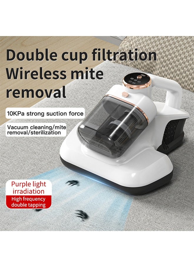 Dual Cup Dust Mite Vacuum,Cordlerss Bed Vacuum Cleaner,Bed Mattress Vacuum Cleaner with UV Light,10000pa Suction and 7500 Rpm/Min for Mite Removal