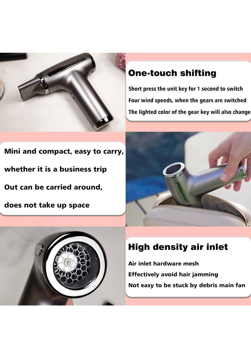 Turbine Engine Fan, Portable Rechargeable Wireless Blow Dryer, USB Rechargeable Hair Dryer, 4 Levels Wind Speed Adjustment, Wireless Hair Dryer for Home/Travel Hair Care Dryer