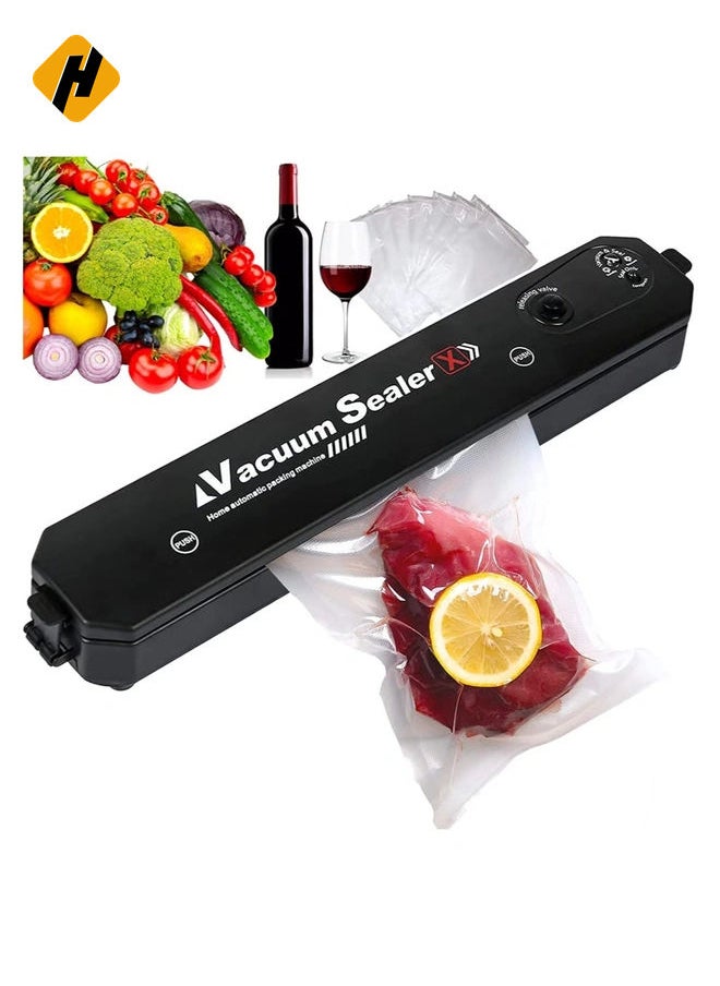 Vacuum Sealer with 10 Sealer Bag Vacuum Sealer Machine Automatic Food Vacuum Sealer for Food Savers Storage Household Black Food Sealer