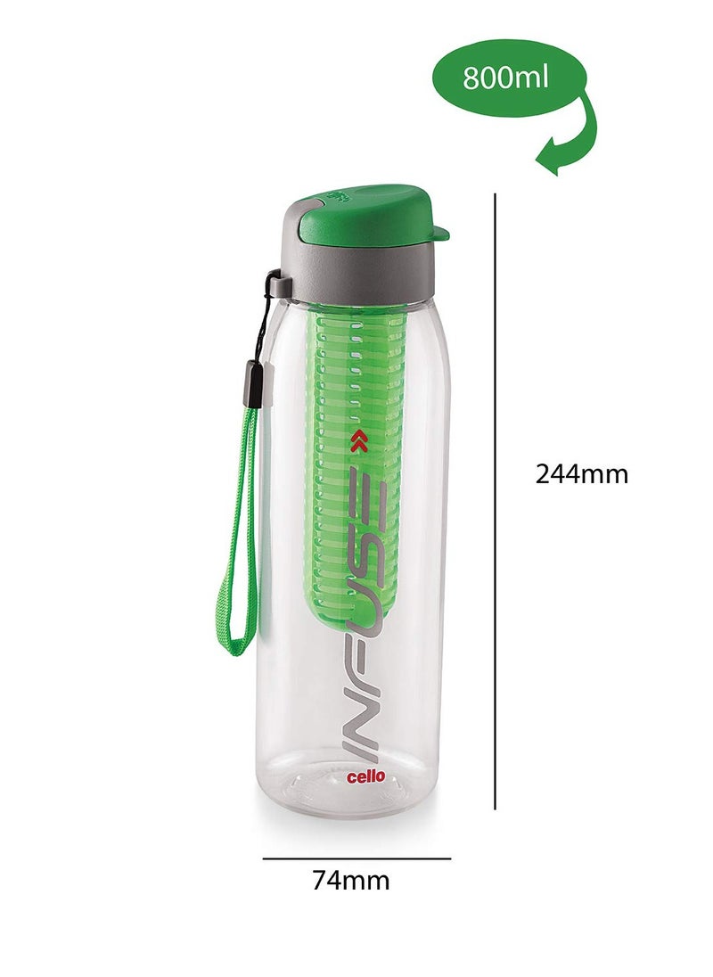 Infuse Plastic Water Bottle, Insulated Water Bottles For gym, office, school, and travel, Set of 4, 800ml, Assorted