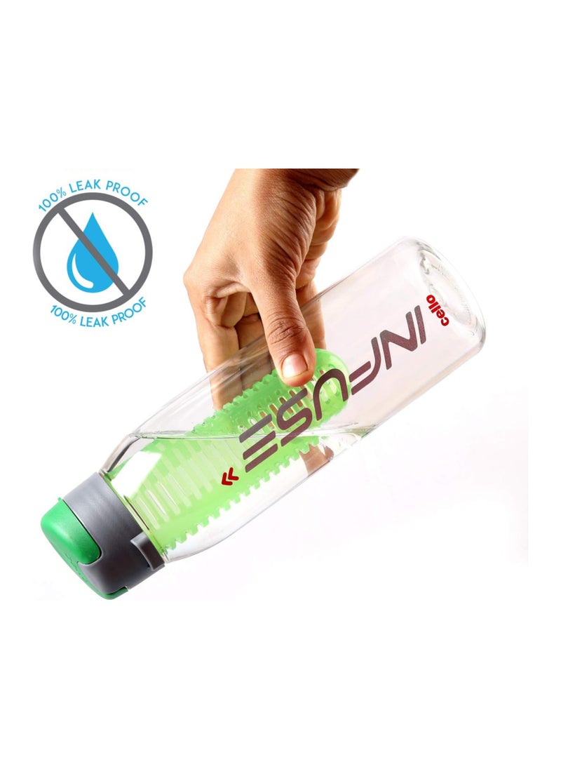 Infuse Plastic Water Bottle, Insulated Water Bottles For gym, office, school, and travel, Set of 4, 800ml, Assorted