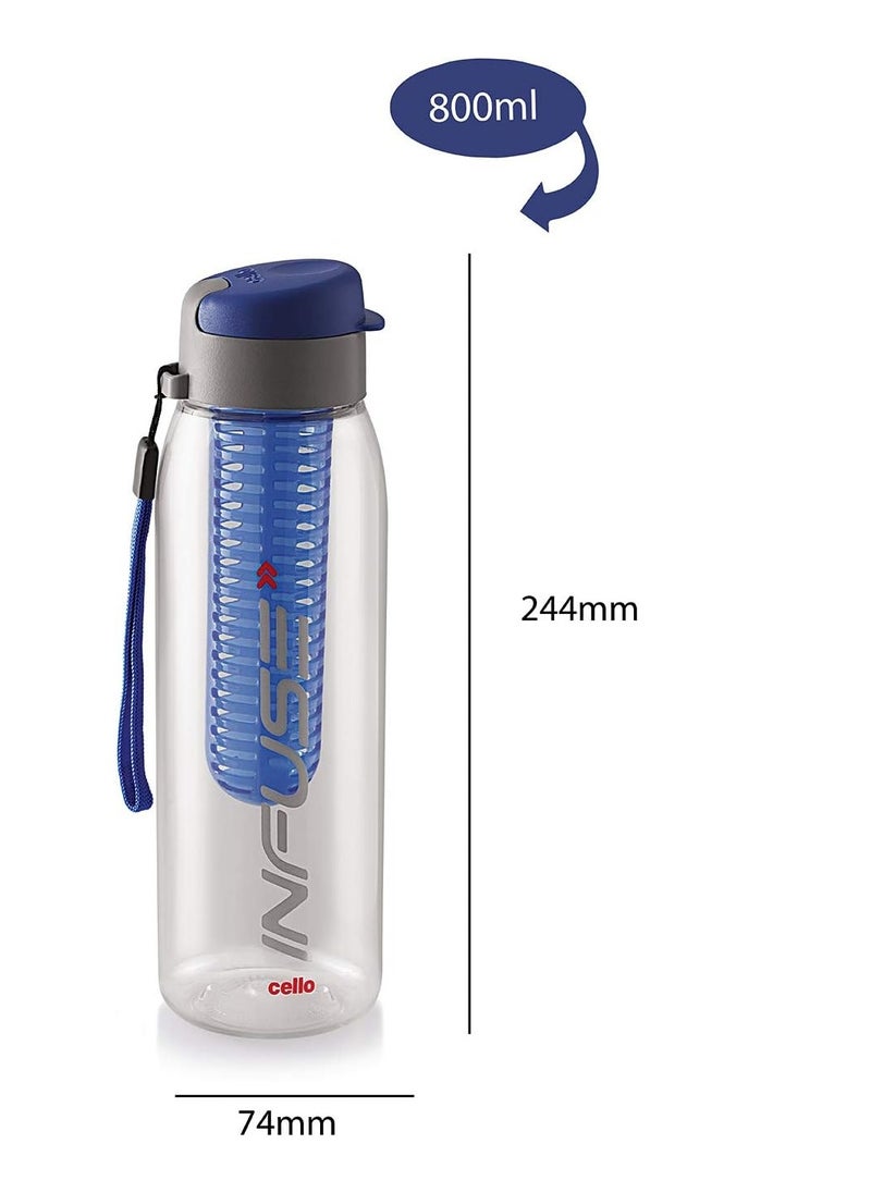 Infuse Plastic Water Bottle, 800ml, Set of 3, Blue