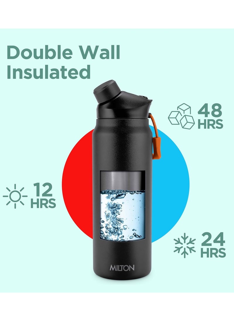 MILTON 32 oz Stainless Steel Thermos Water Bottle with Magnetic Straw Lid, Double Walled Vacuum Insulated Flask, Keeps Drinks Hot for 12 Hours, Cold for 24 Hours, Leakproof Design for Travel, Turk