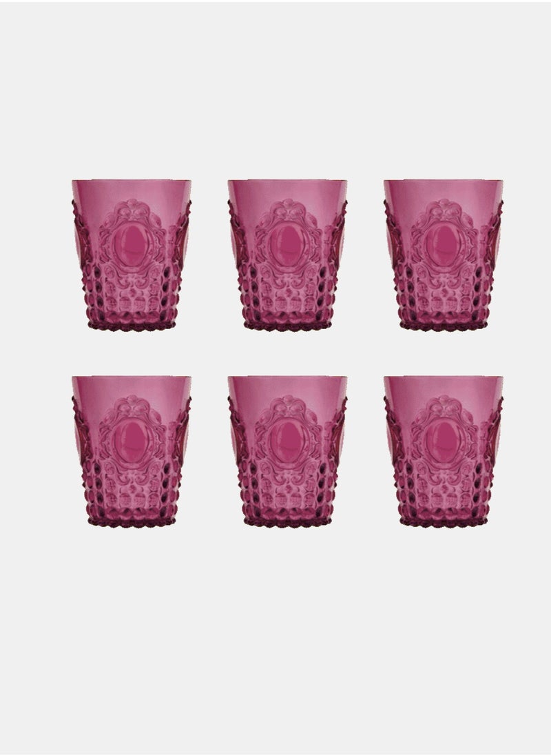 Set 6 Water Glass PURPLE Color Baci Milano