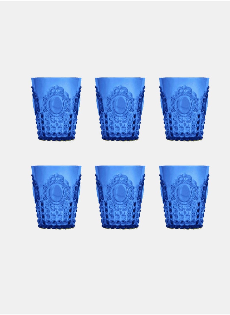 Set 6 Water Glass BLUE Color Baci Milano