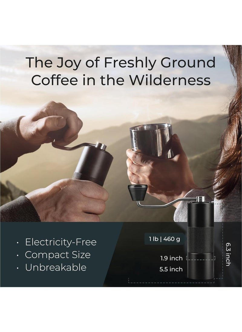 Manual Coffee Grinder, Hand Crank Coffee Grinder - Stainless Steel Conical Burr Coffee Grinder Manual with Adjustable Setting Double Bearing Hand Espresso Grinder Perfect for Home, Office, and Camping