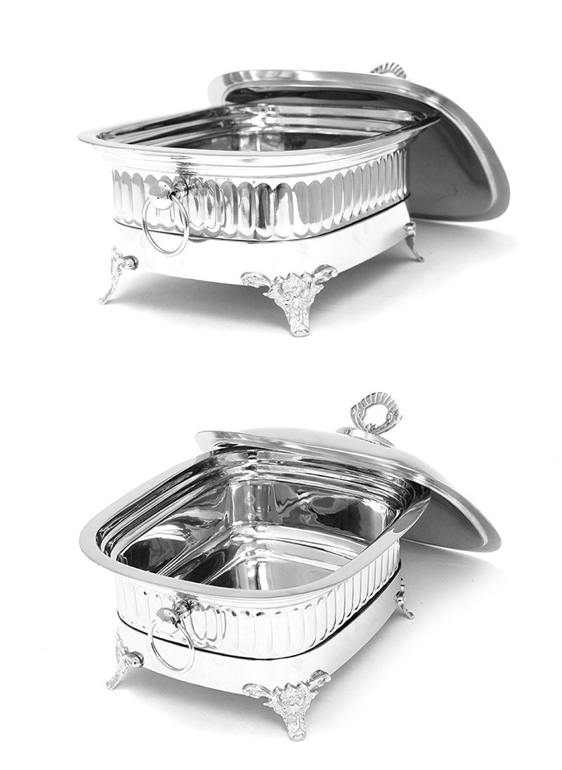 Stainless Steel Chafing Dish with Steel Lid  Buffet Warmer for Parties 2L