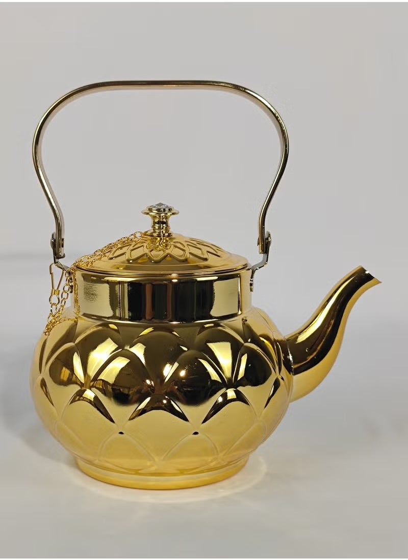 Set of 3 Food Grad Stainless Steel Arabic Style Teapot Luxury Floral Engraved Design Tea Kettle with Attached Lid