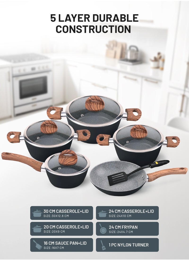 Chef Master 10 Piece Non stick Cookware Set With 5 Layer Granite