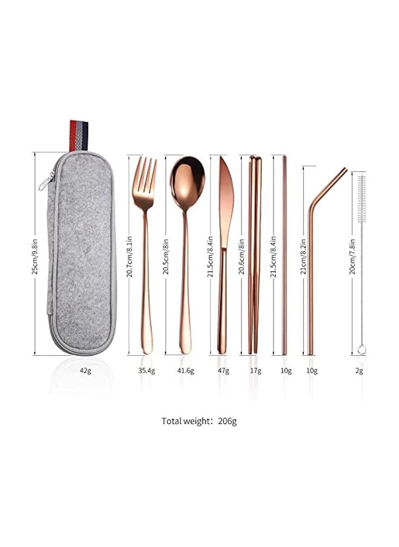 Stainless Steel Travel Camping Cutlery Set with Waterproof Case, 7 Pieces