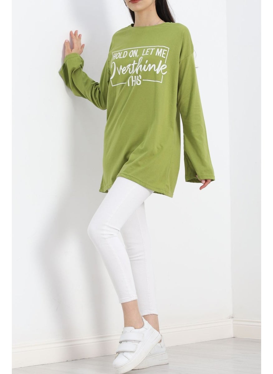 Printed Oversize Jersey Tunic Light Green - 20217.1567.