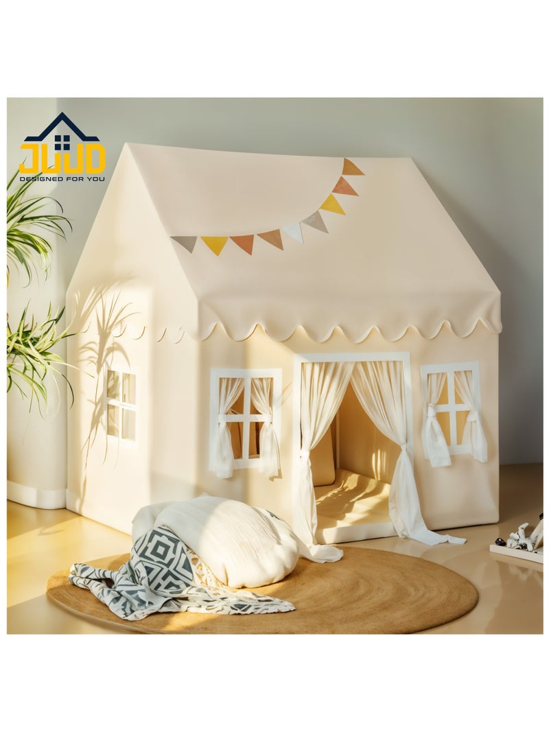 Large Kids Tent House with Star Lights,2 Flags Toddler Play Tent for Girls & Boys Age 3-10 Perfect for Birthday Party Decorations & Kids Room Playtime Indoor & Outdoor Princess Castle