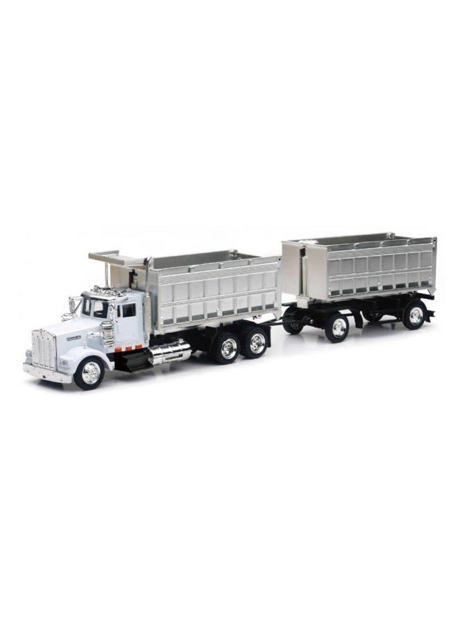 Kenworth W900 Double Dump Truck With Trailer In Red And Chrome, Cab Is Die-Cast Metal, Balance Is High Impact Plastic,Unisex-Children