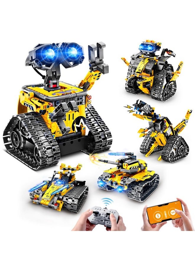 Robot Building Toys For Kids - 5 In 1 Remote & App Controlled Building Set | Rc Wall Robot/Engineer Robot/Mech Dinosaur Stem Toys For Boys Girls Age 6 7 8 9 10 11 12+ Year Old (520 Pcs)