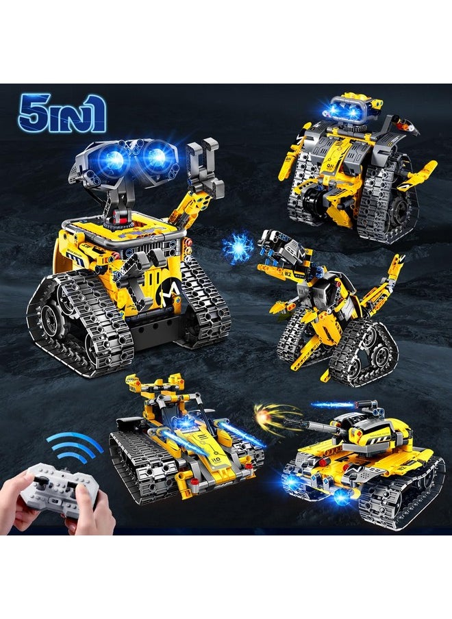 Robot Building Toys For Kids - 5 In 1 Remote & App Controlled Building Set | Rc Wall Robot/Engineer Robot/Mech Dinosaur Stem Toys For Boys Girls Age 6 7 8 9 10 11 12+ Year Old (520 Pcs)