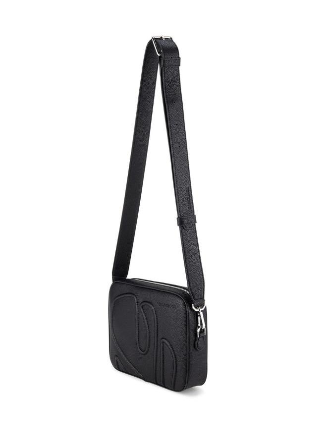 Maze Crossbody Bag in Black Made from 1.5 Bamboo Stems (with Silver Hardware)