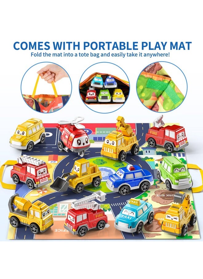 Toddler Pull Back Car Toys For 1 2 3 Year Old Boy Girl, 12 Pieces Baby Toy Cars With Play Mat/Storage Bag, Baby Toys 12-18 Months, Birthday Gifts For Toddler Toys Age 1-2