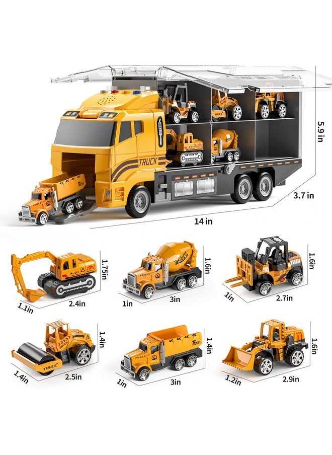 Toddler Toys For 3 4 5 6 Years Old Boys, Die-Cast Construction Toys Car Carrier Vehicle Toy Set W/Play Mat, Kids Toys Truck Alloy Metal Car Toys Set For Age 3-9 Toddlers Kids Boys & Girls