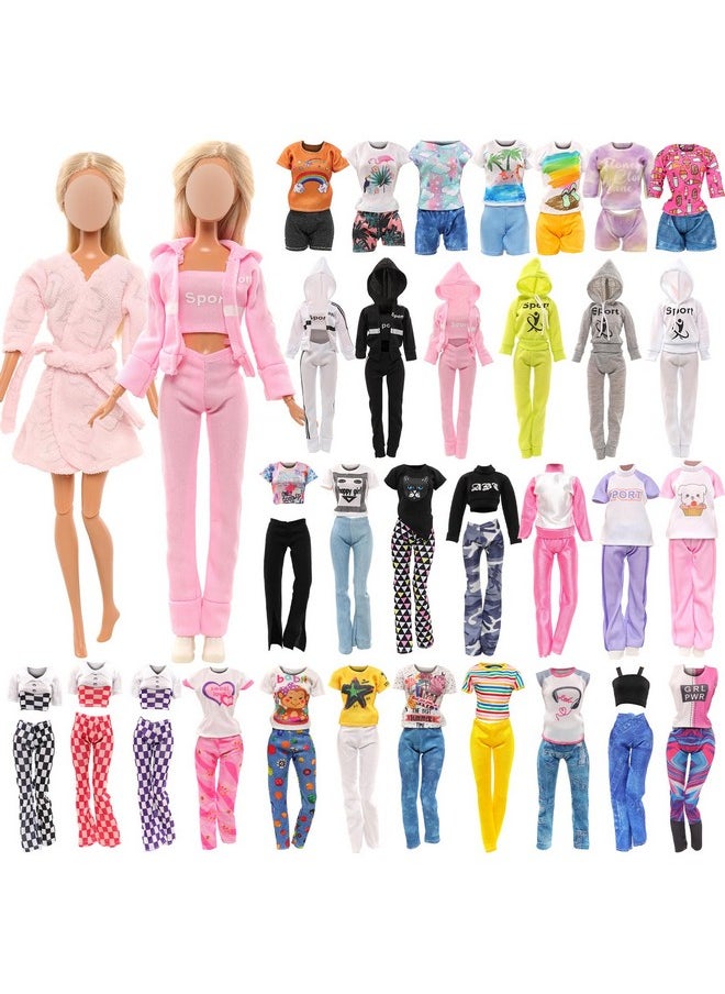 9 Sets Doll Clothes Hooded Sports Suit Casual Outfits Tops And Pants Doll Pajamas For 11.5 Inch Girls Doll