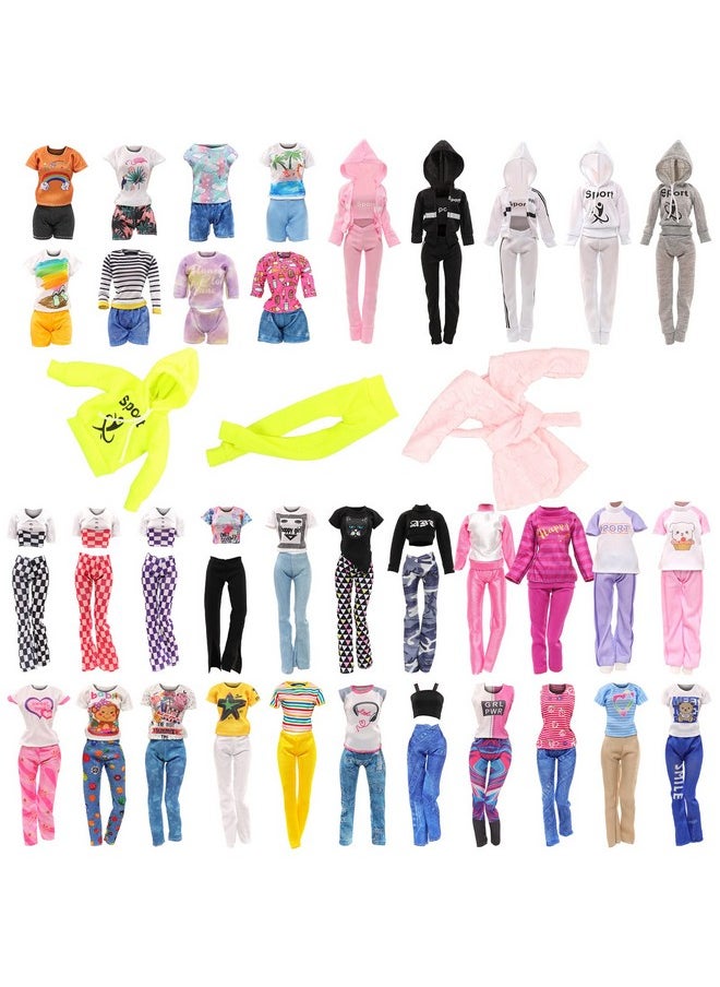 9 Sets Doll Clothes Hooded Sports Suit Casual Outfits Tops And Pants Doll Pajamas For 11.5 Inch Girls Doll