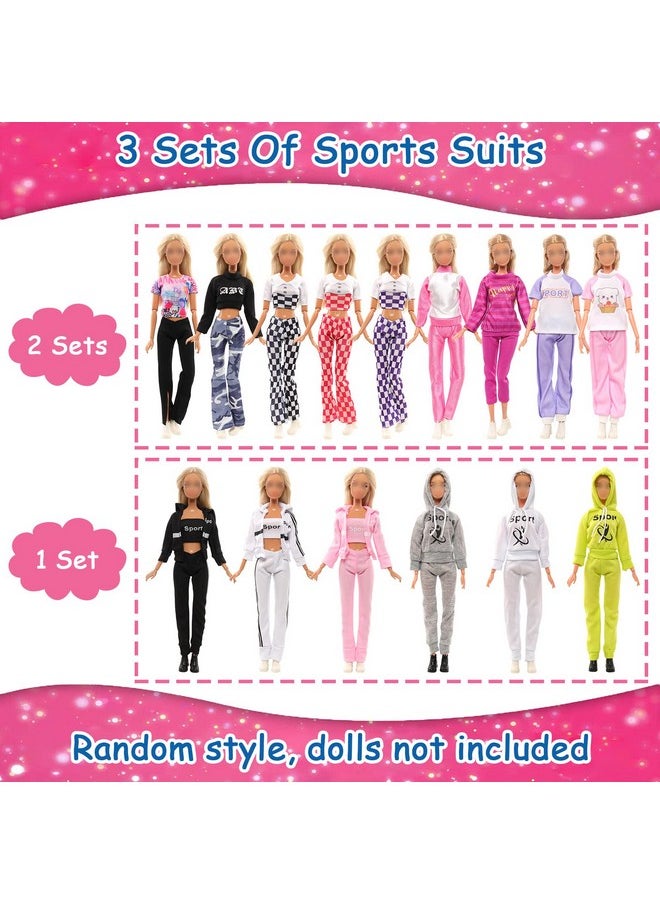 9 Sets Doll Clothes Hooded Sports Suit Casual Outfits Tops And Pants Doll Pajamas For 11.5 Inch Girls Doll