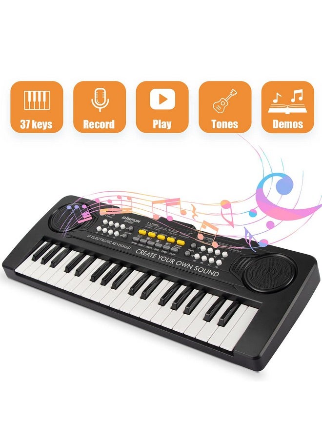 Kids Keyboard Piano, 37 Key Portable Electronic Piano For Kids, Digital Music Piano Keyboard Educational Toys For 3 4 5 6 7 8 Year Old Girls Boys (Black)