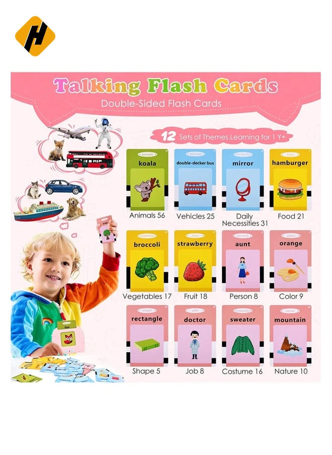 Early Educational Learning Toy,112 Pcs Talking Flash Cards for Preschool Education Learning,Electronic Reading Machine with Flash Cards 224 Words for Toddler Kid 2 3 4 5 6 Year Old