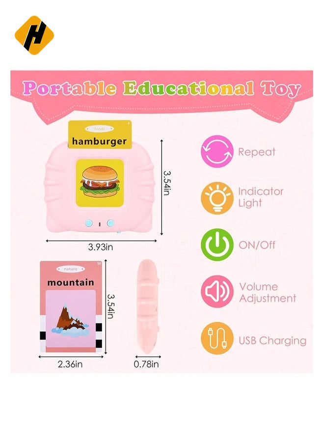 Early Educational Learning Toy,112 Pcs Talking Flash Cards for Preschool Education Learning,Electronic Reading Machine with Flash Cards 224 Words for Toddler Kid 2 3 4 5 6 Year Old