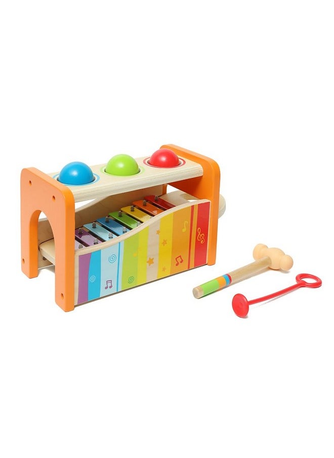 Pound & Tap Bench With Slide Out Xylophone - Award Winning Durable Wooden Musical Pounding Toy For Toddlers,Yellow