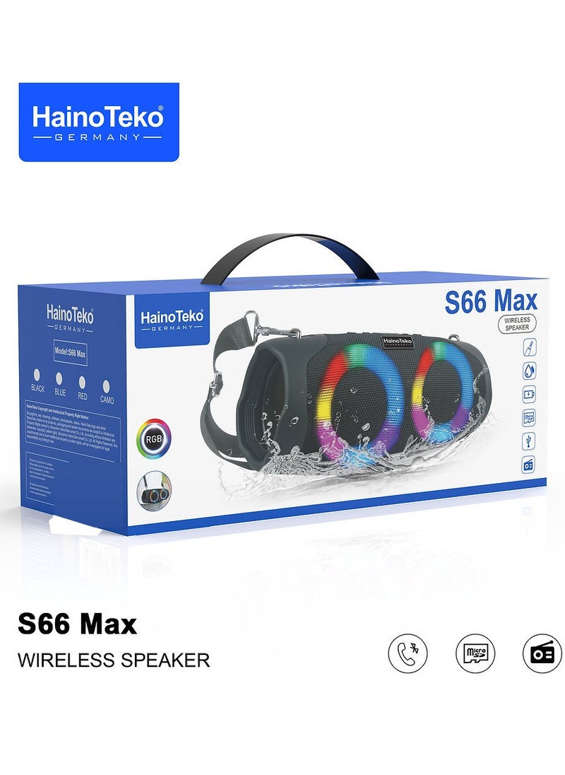 Haino Teko S66 Max Portable Wireless Speaker With High-Quality Audio RGB Lighting For Indoor and Outdoor Green