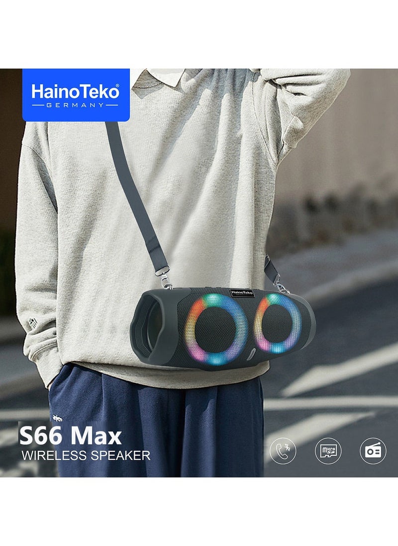 Haino Teko S66 Max Portable Wireless Speaker With High-Quality Audio RGB Lighting For Indoor and Outdoor Green