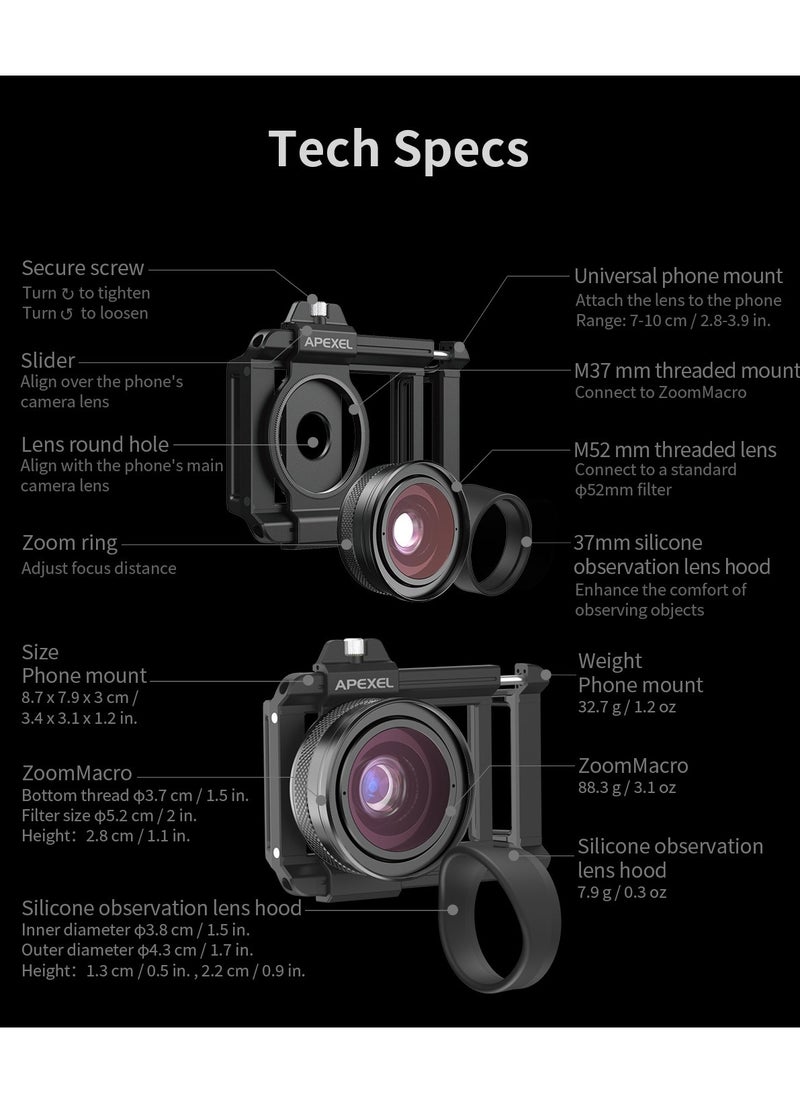 ZM100MM Machine lens Eye Observation Mode Zoom Macro Zoom In Epic For Macro Universal Clamp Micro Lenses For Samsung Iphone And All Smartphones