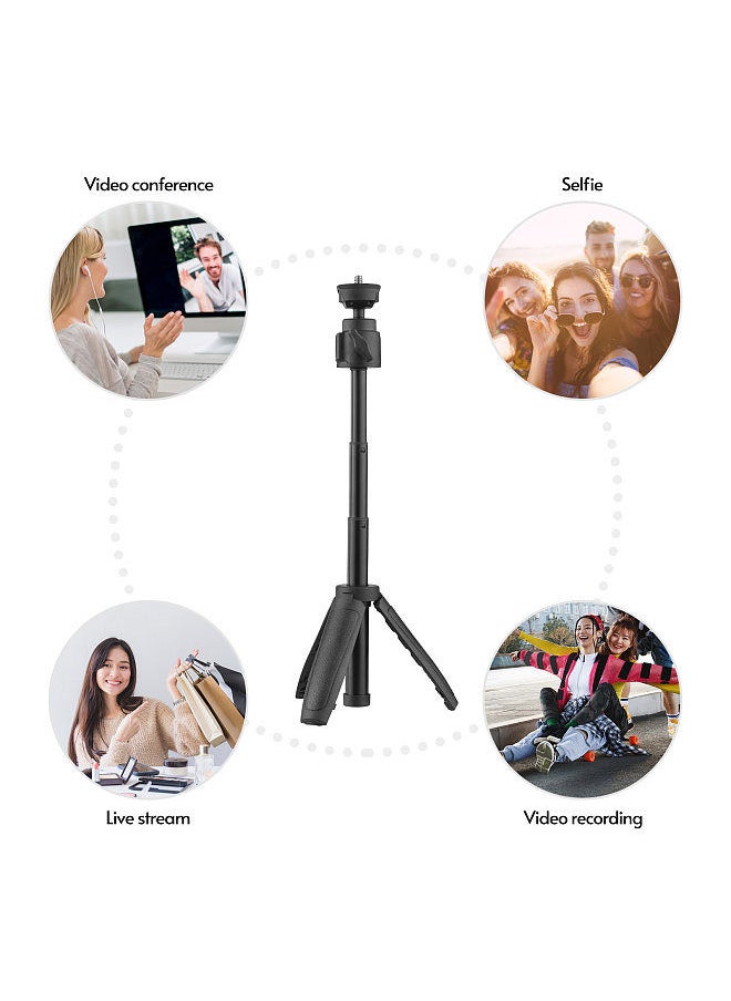 Lightweight Portable Mini Tripod Extendable Tripod Stand Handle Grip with 4 Levels of Adjustable Height for Phone Camera Selfie Video Recording Live Stream