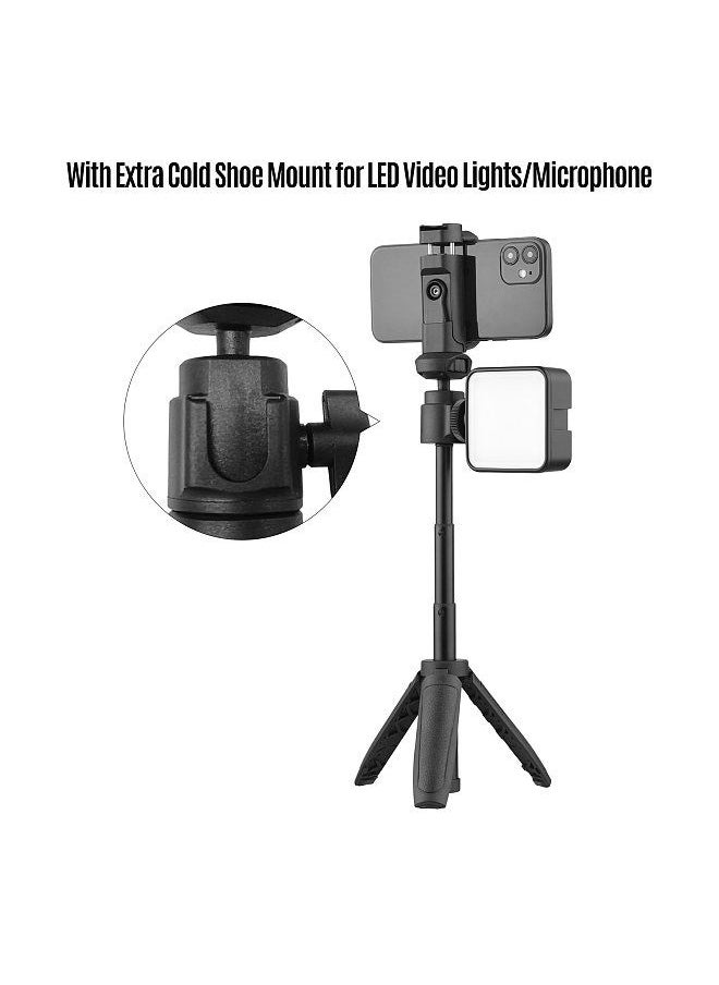 Lightweight Portable Mini Tripod Extendable Tripod Stand Handle Grip with 4 Levels of Adjustable Height for Phone Camera Selfie Video Recording Live Stream